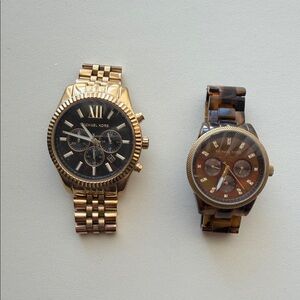 Michael Kors Gold and Tortoiseshell Watch Duo